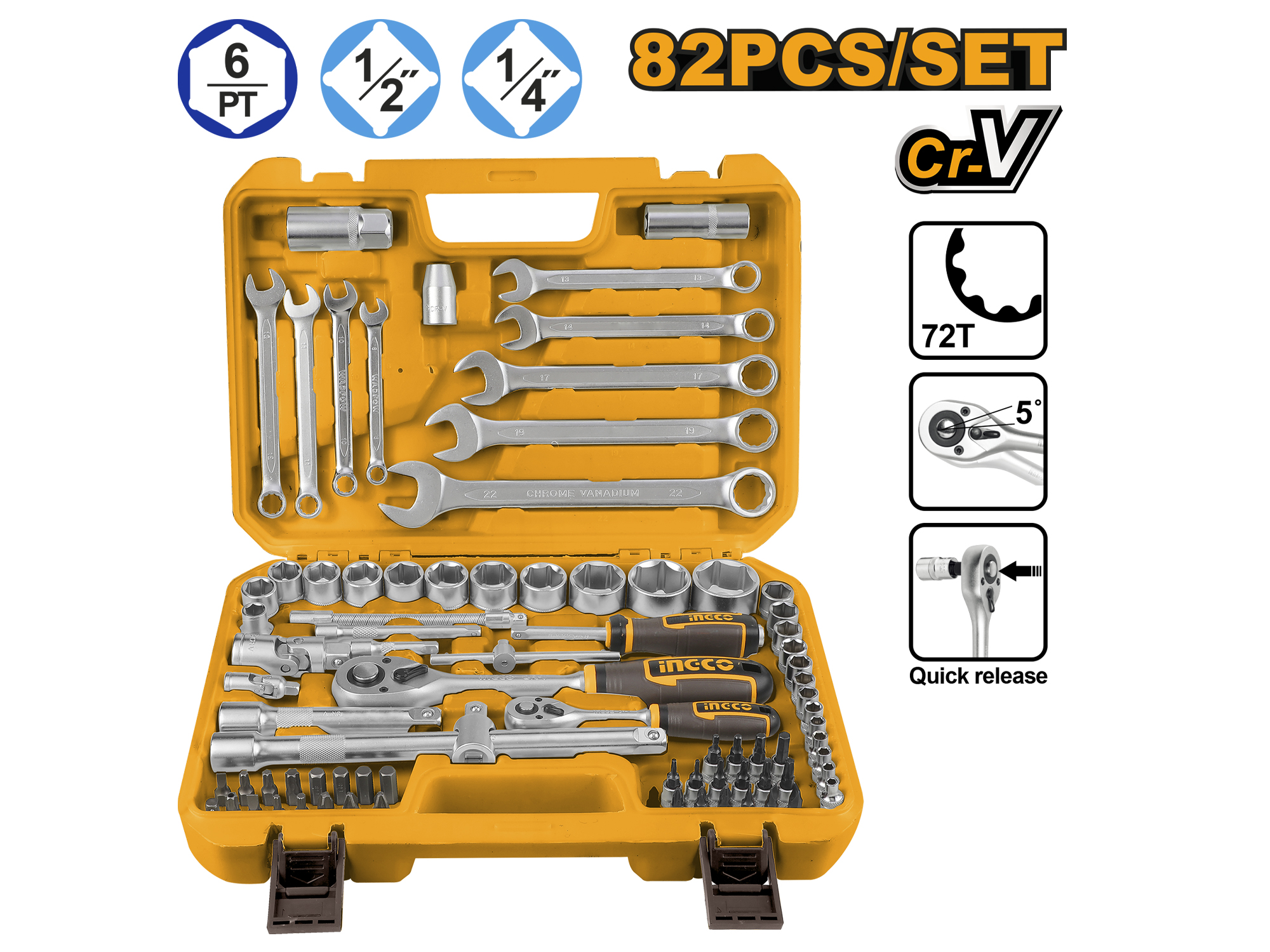 CAJA DE HERRAMIENTAS 1/2", 1/4", 82PZS