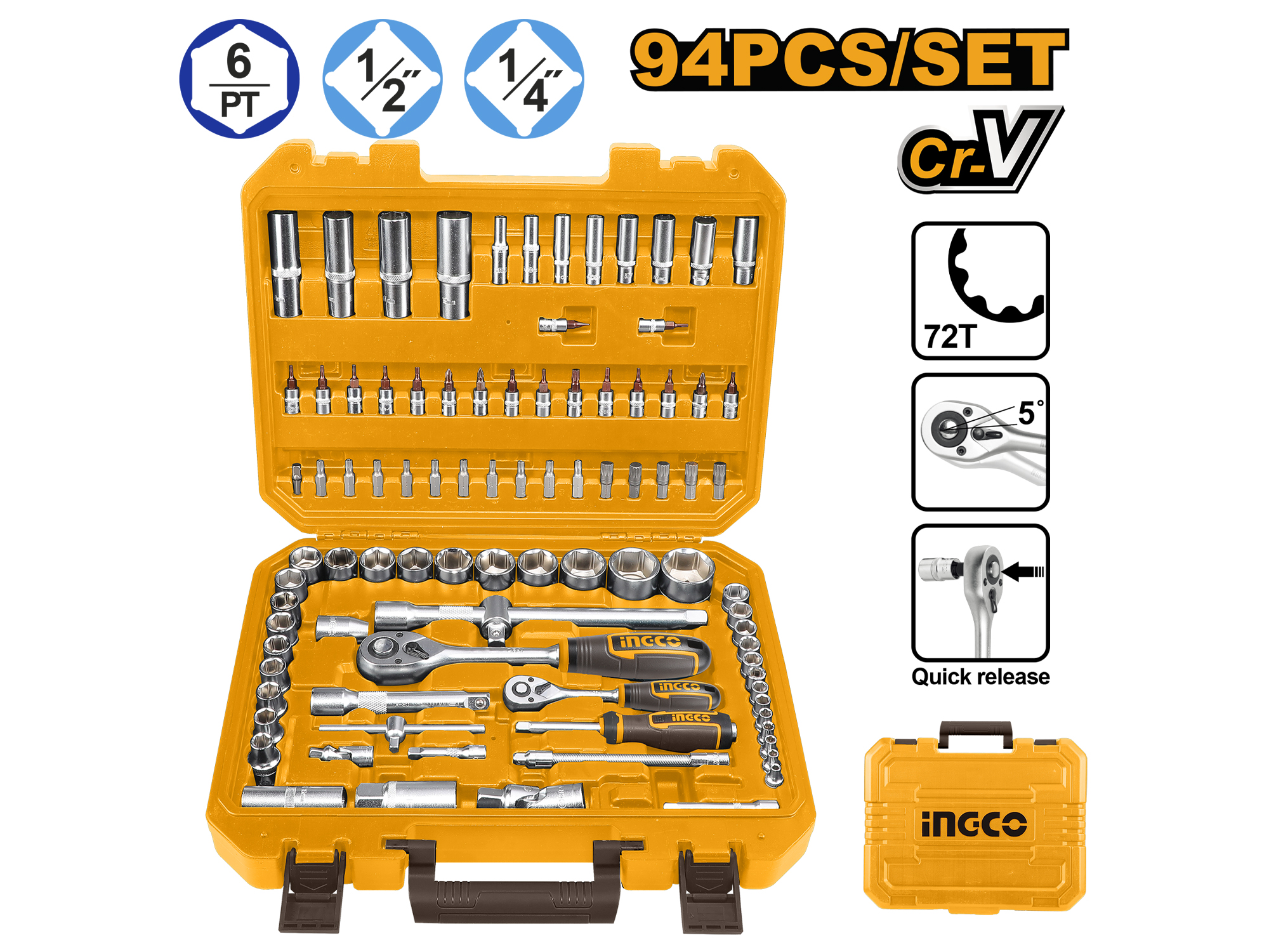 CAJA DE HERRAMIENTAS 1/4", 1/2" 94PZS