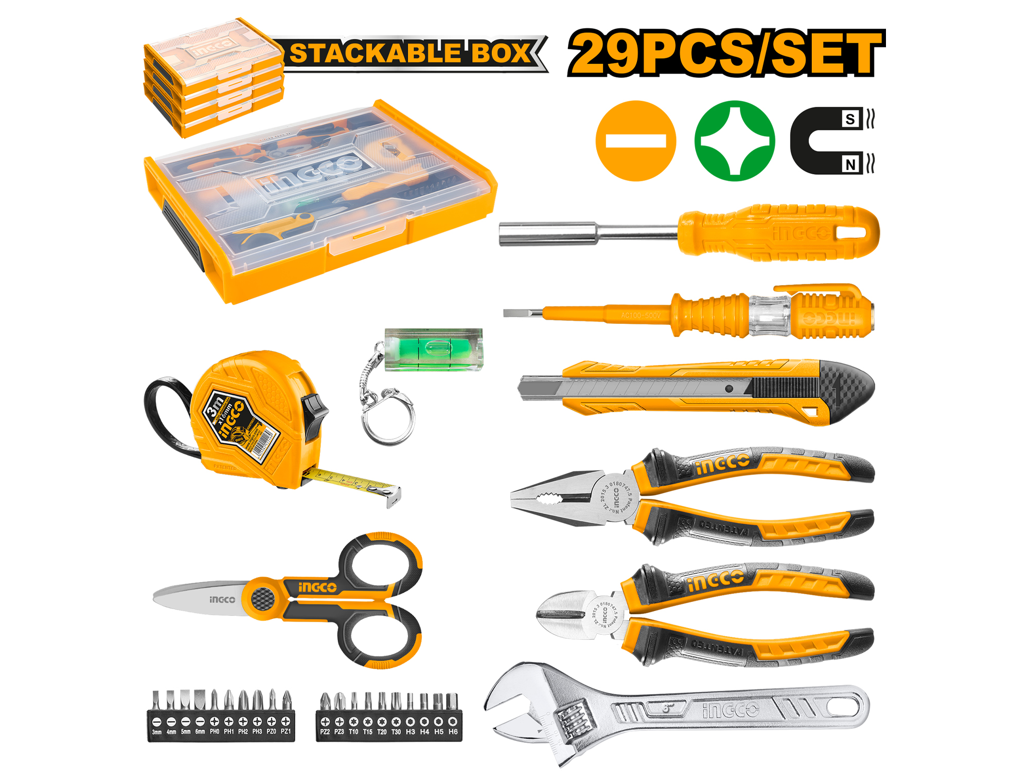CAJA DE HERRAMIENTAS MANUALES 2 APILABLE 29 PZS