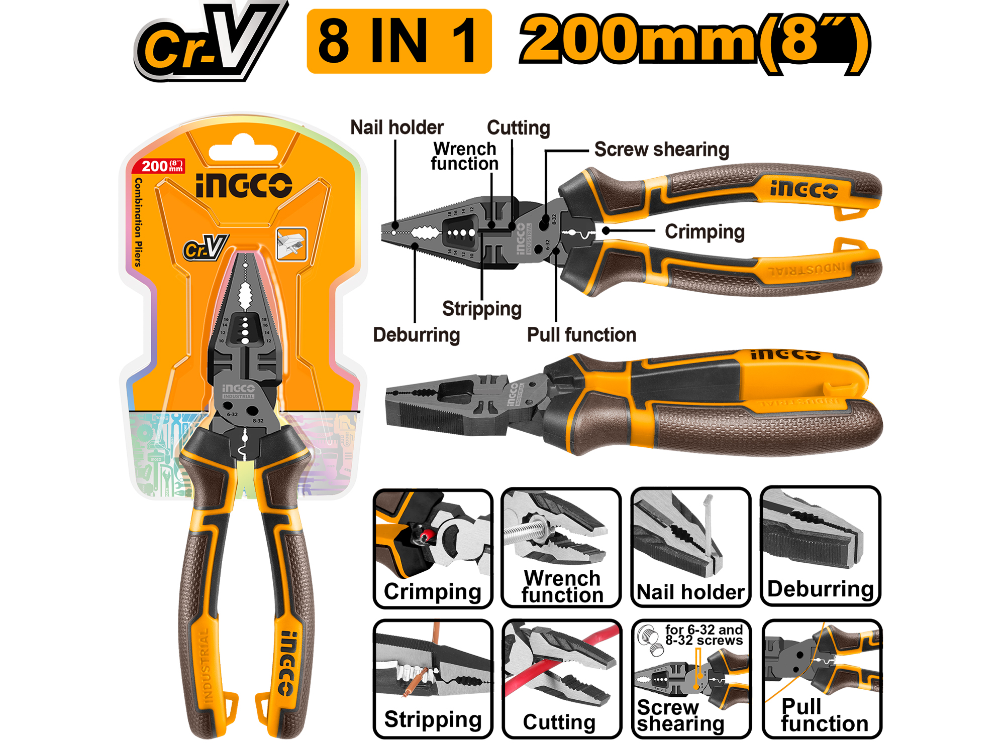 ALICATE COMBINADO 8 EN 1
