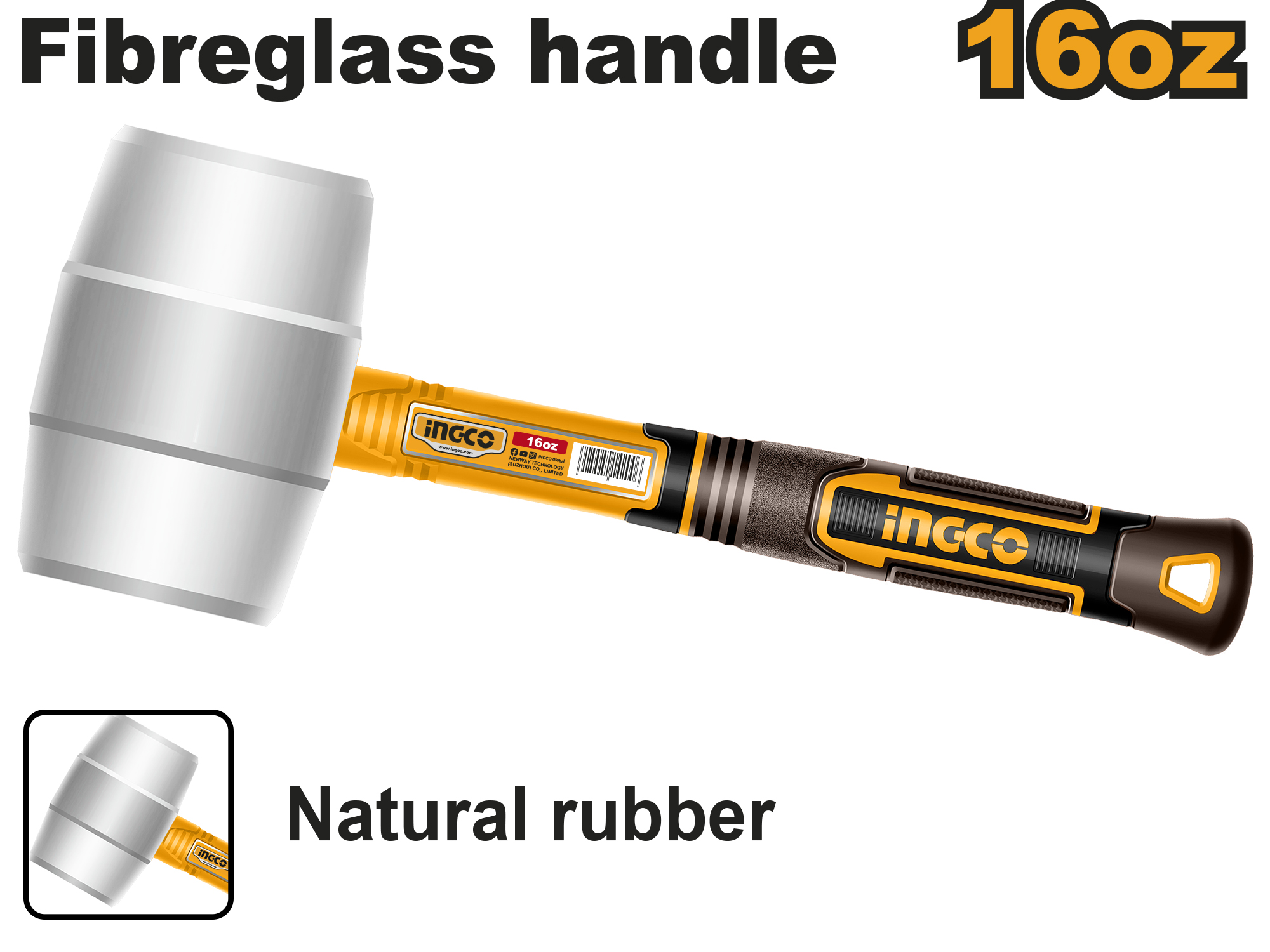 Mazo De Hule Blanco 16Onz Industrial Ingco