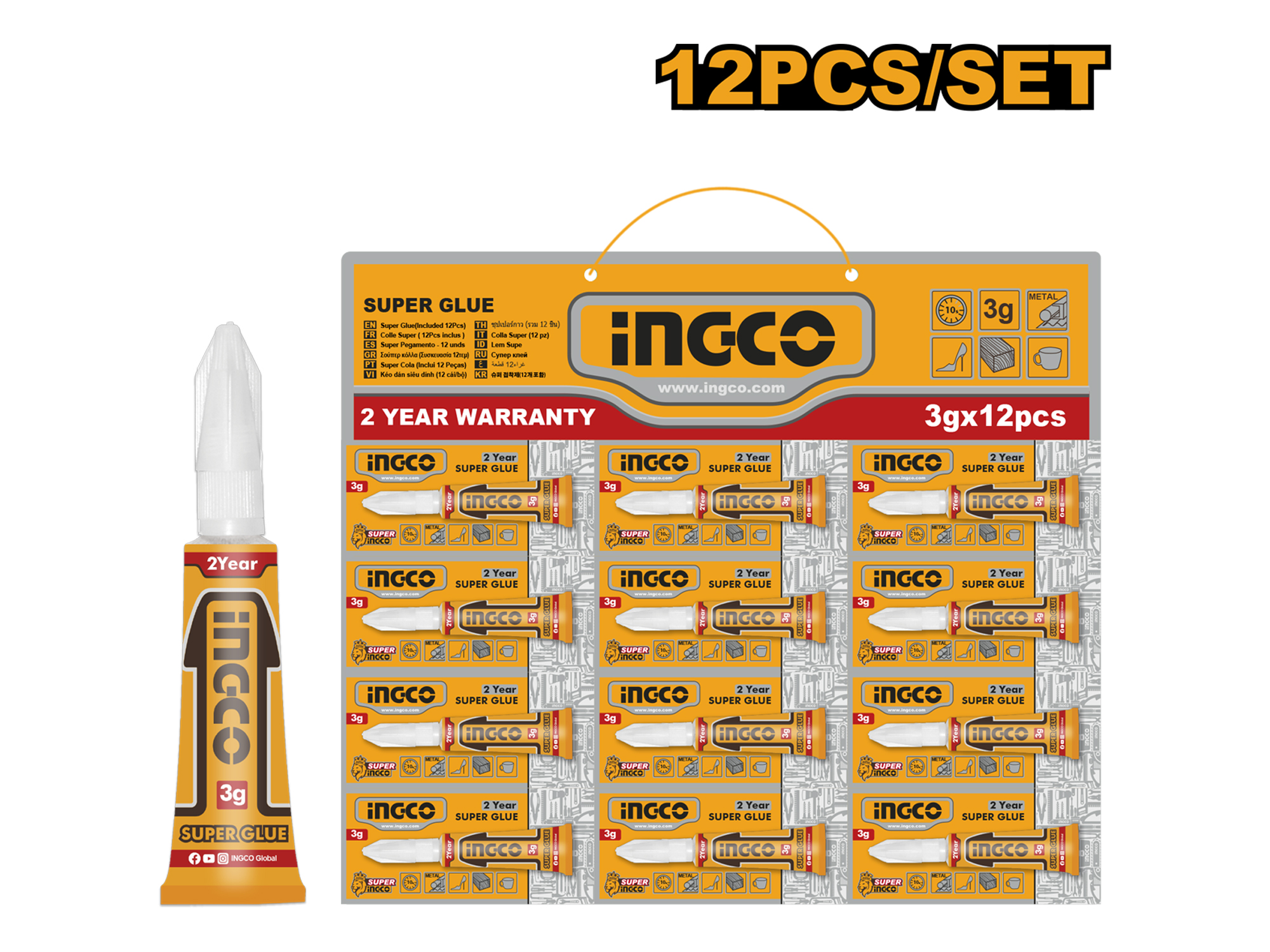 SET DE PEGAMENTO INSTANTÁNEO 12 PZS