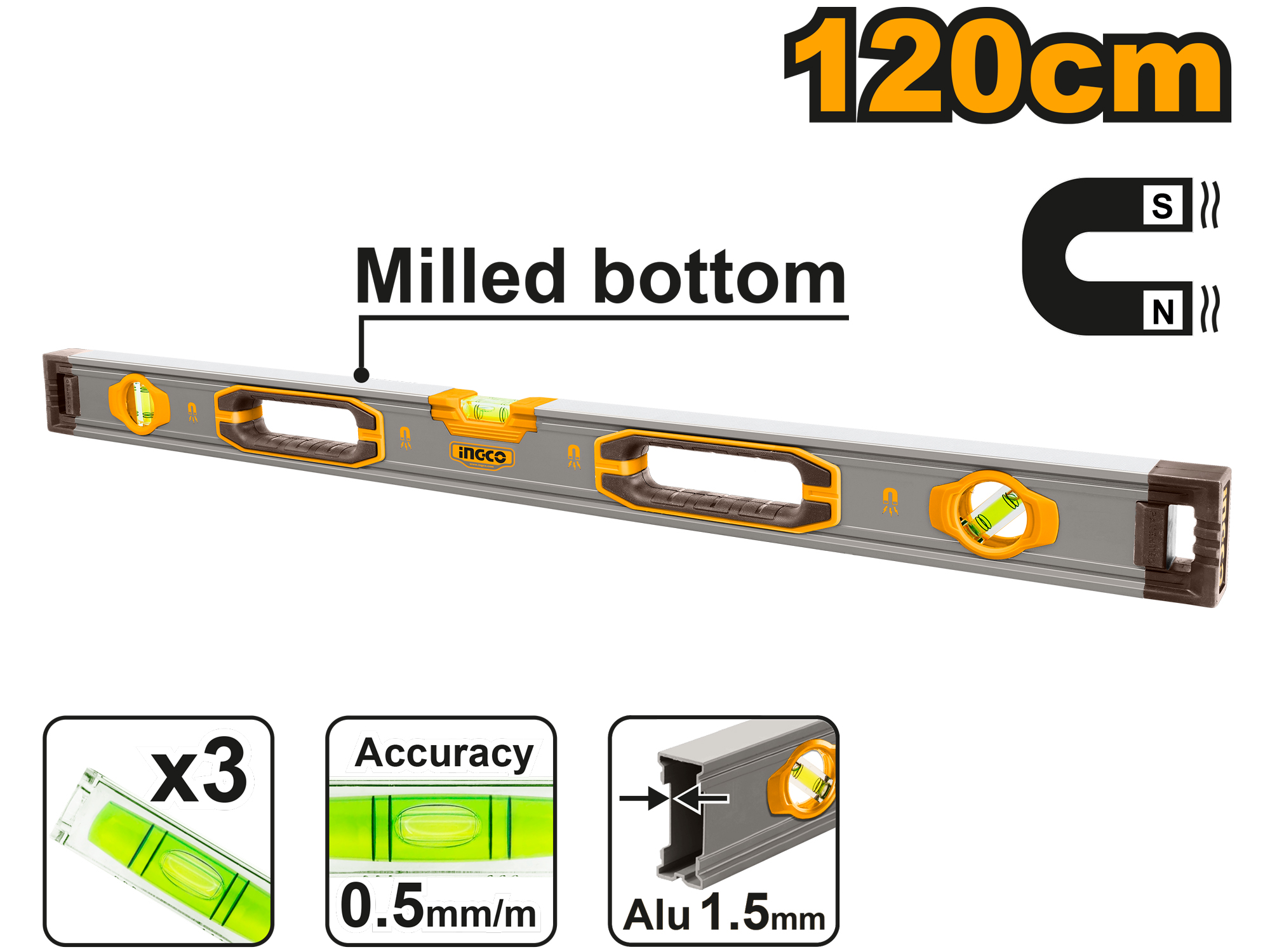 NIVEL MAGNETICO  120CM 3POS  DOBLE LADO