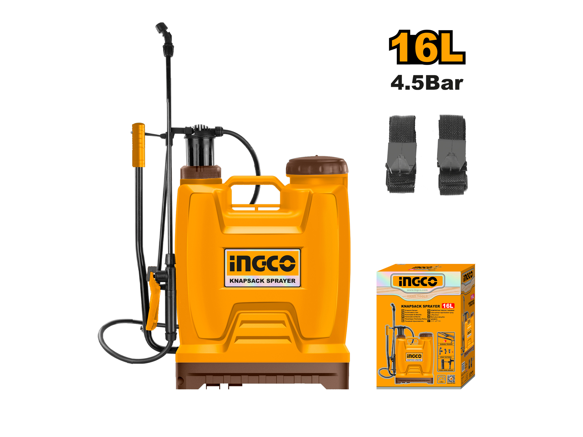 FUMIGADORA TIPO MOCHILA A PRESION 16L, 4.5BAR INGCO