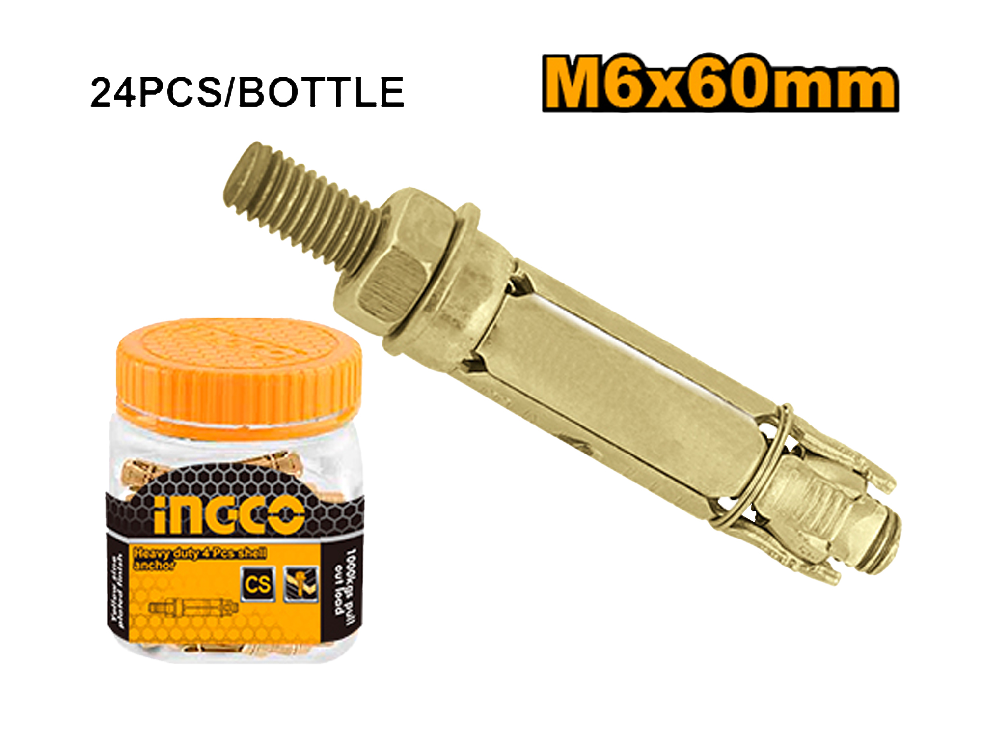 Caja De Tornillos De Expansion Ingco M6 40Mm 24Pzs