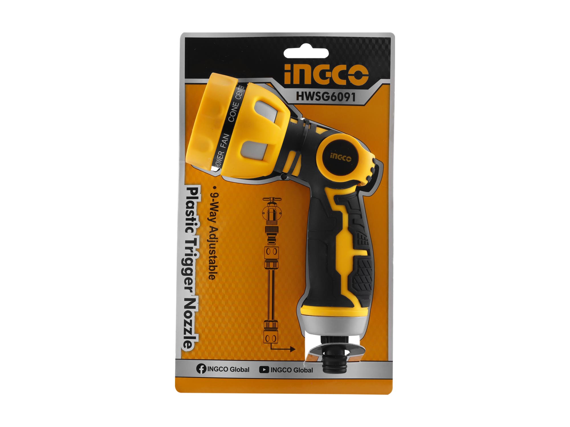Pistola De Riego Tipo U 9 Funciones Con Adaptador 3/4"