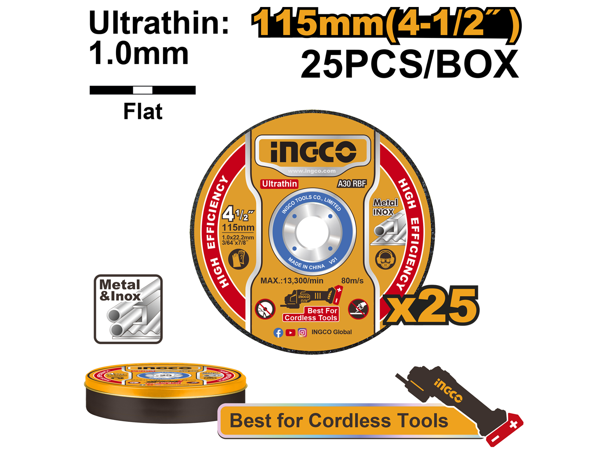 SET DE 25 DISCOS DE CORTE ULTRAFINO 4 1/2" RECTO