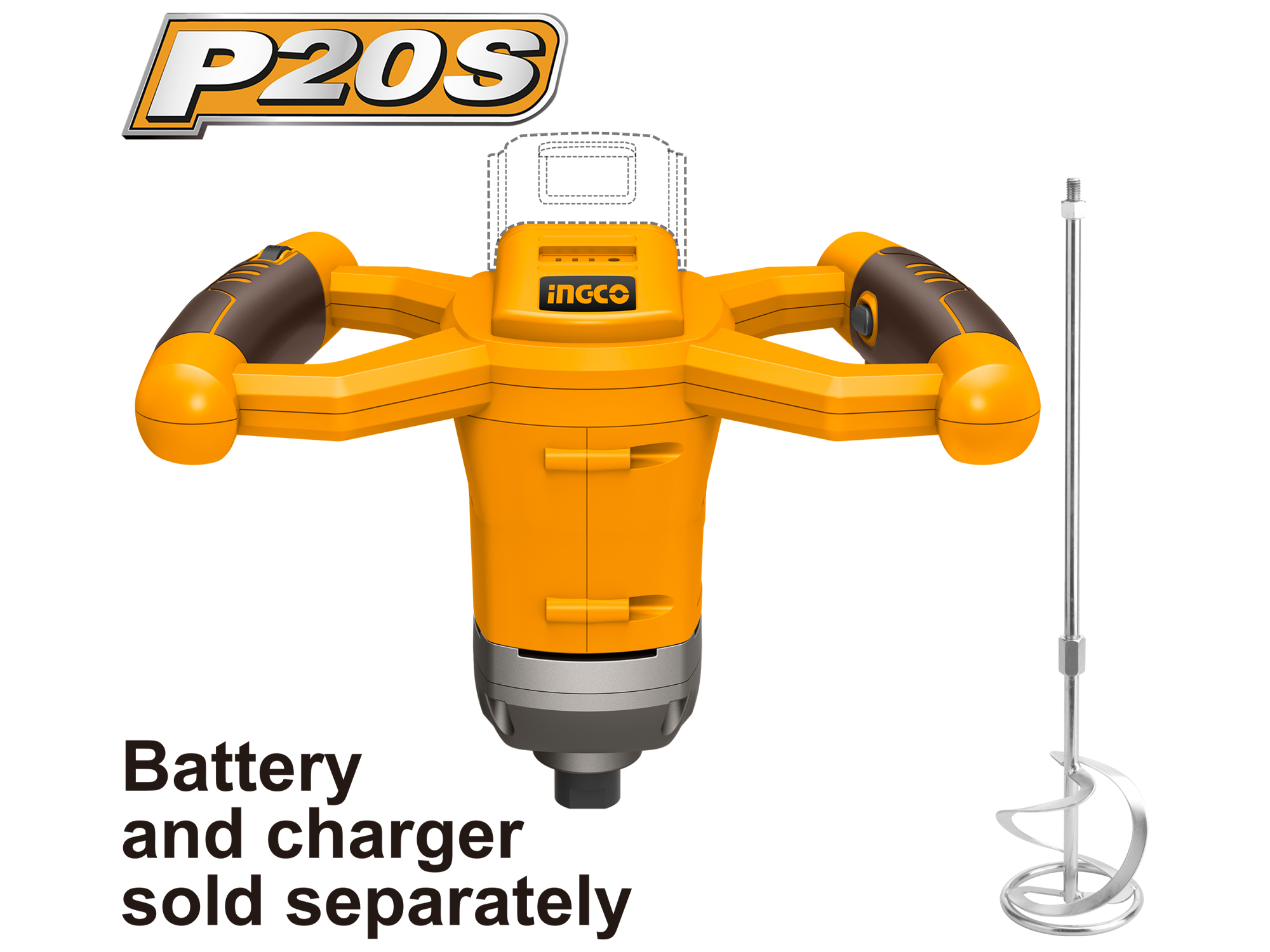 MEZCLADOR INALÁMBRICO  20V, 650rpm, SIN BATERÍA NI CARGADOR