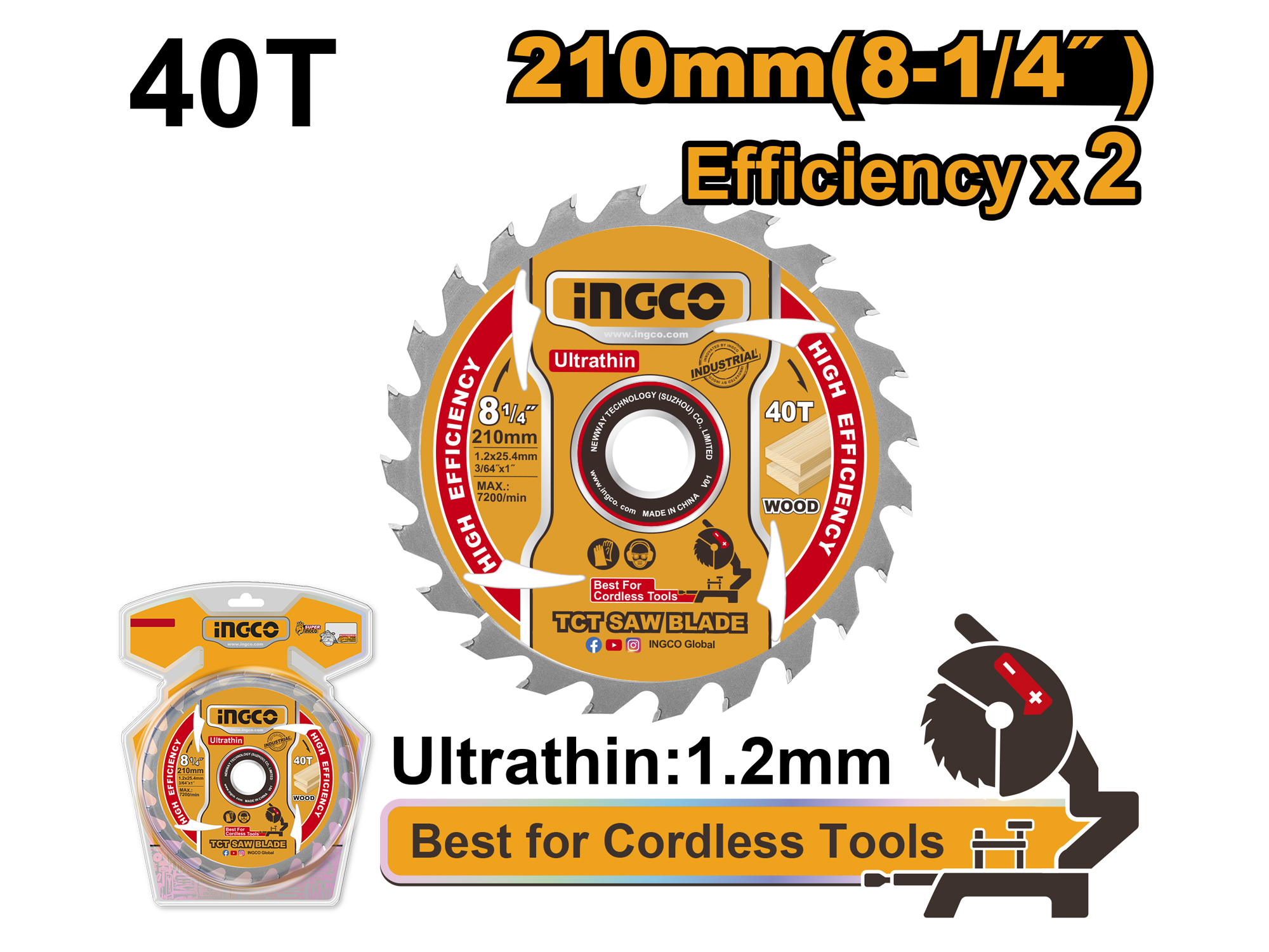 DISCO DE CORTE ULTRAFINO PARA SIERRA DE INGLETE 20V 8-1/4"