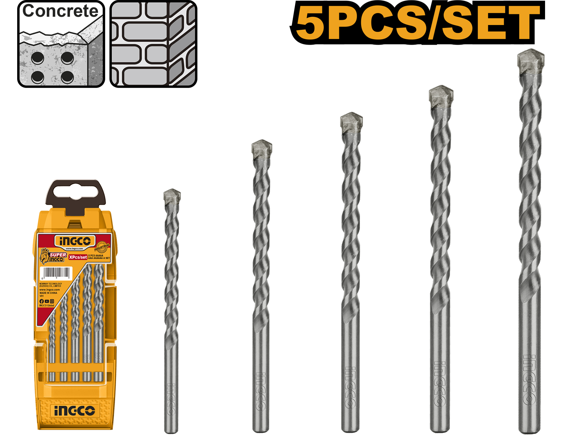 SET DE 5 BROCAS PARA CONCRETO