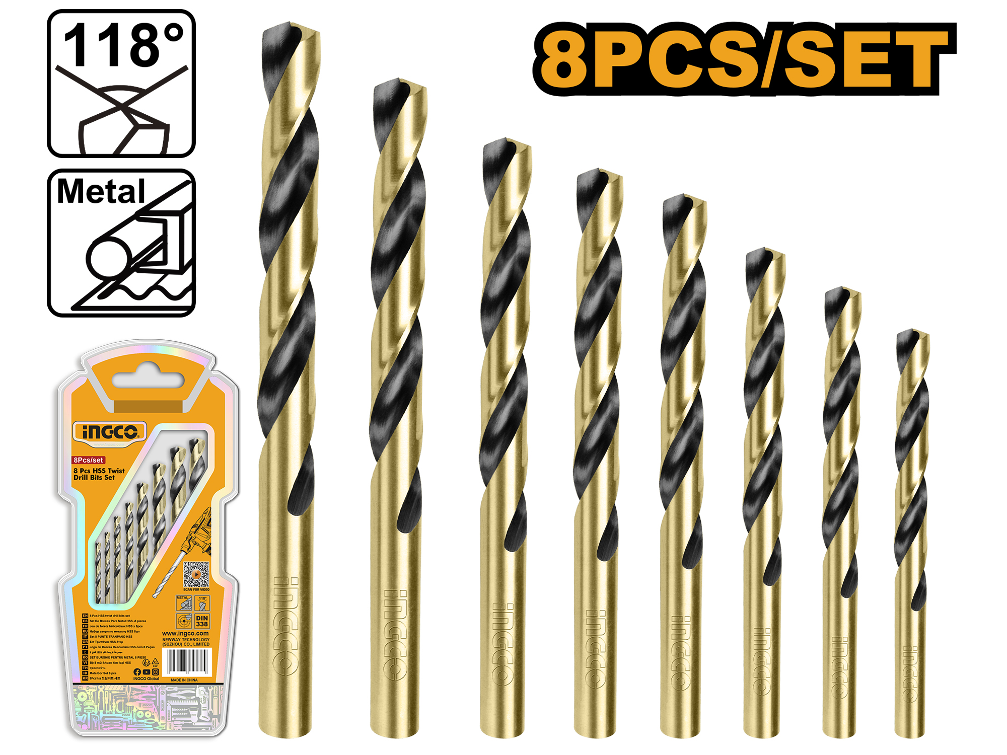 SET DE 8 BROCAS PARA METAL