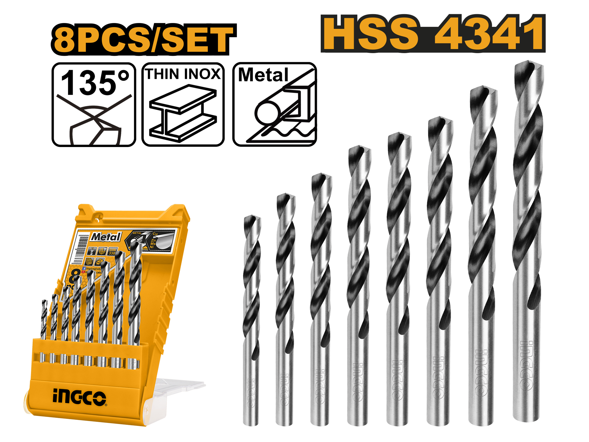 SET DE 8 BROCAS PARA METAL