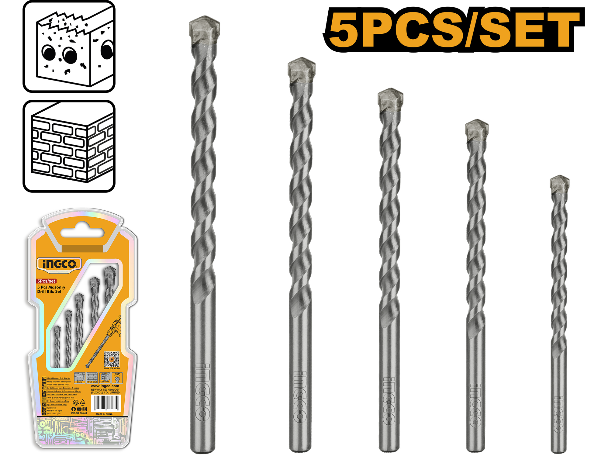 SET DE 5 BROCAS PARA CONCRETO