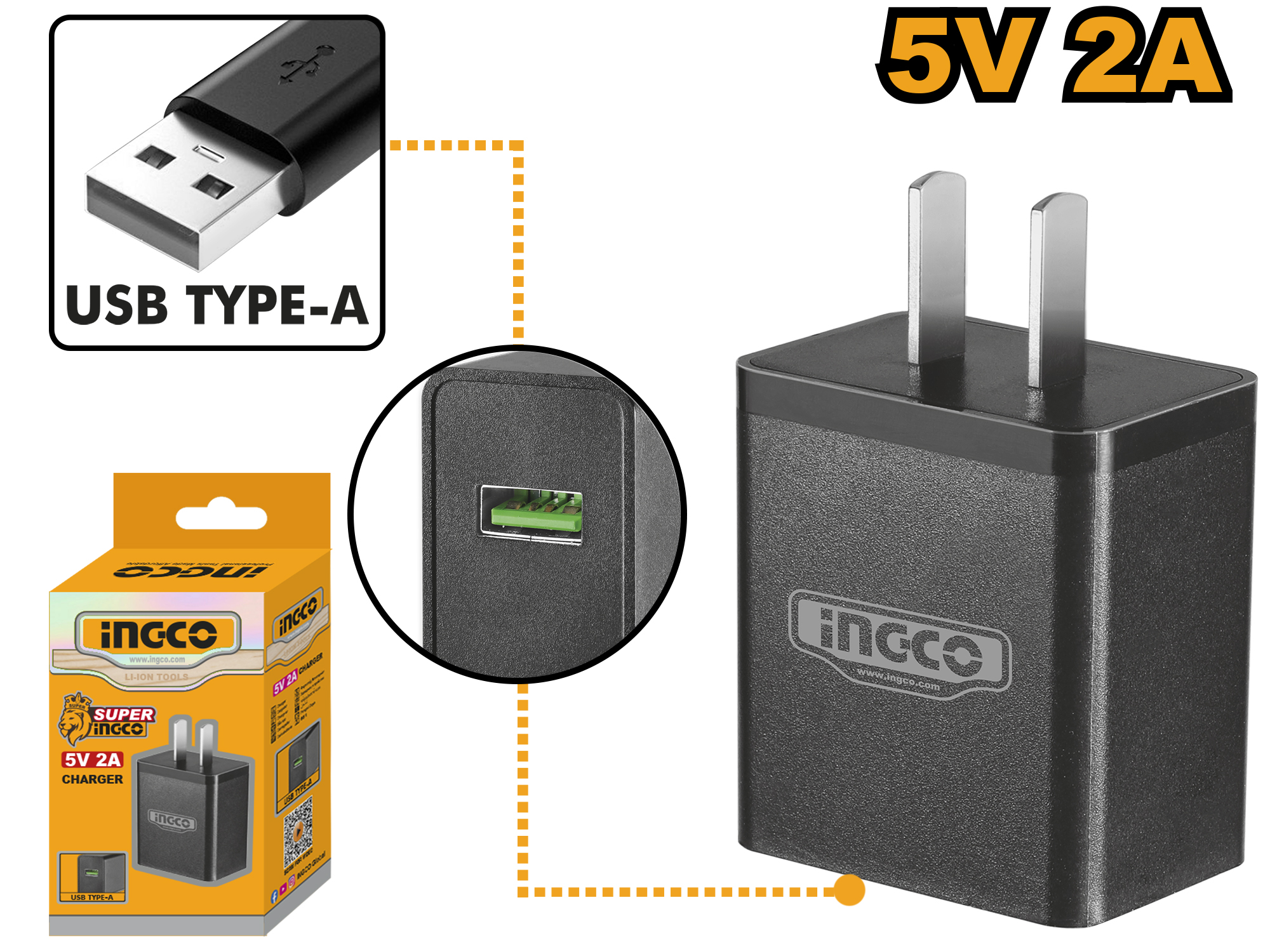 Cubo De Cargador 5V, 2A Ingco