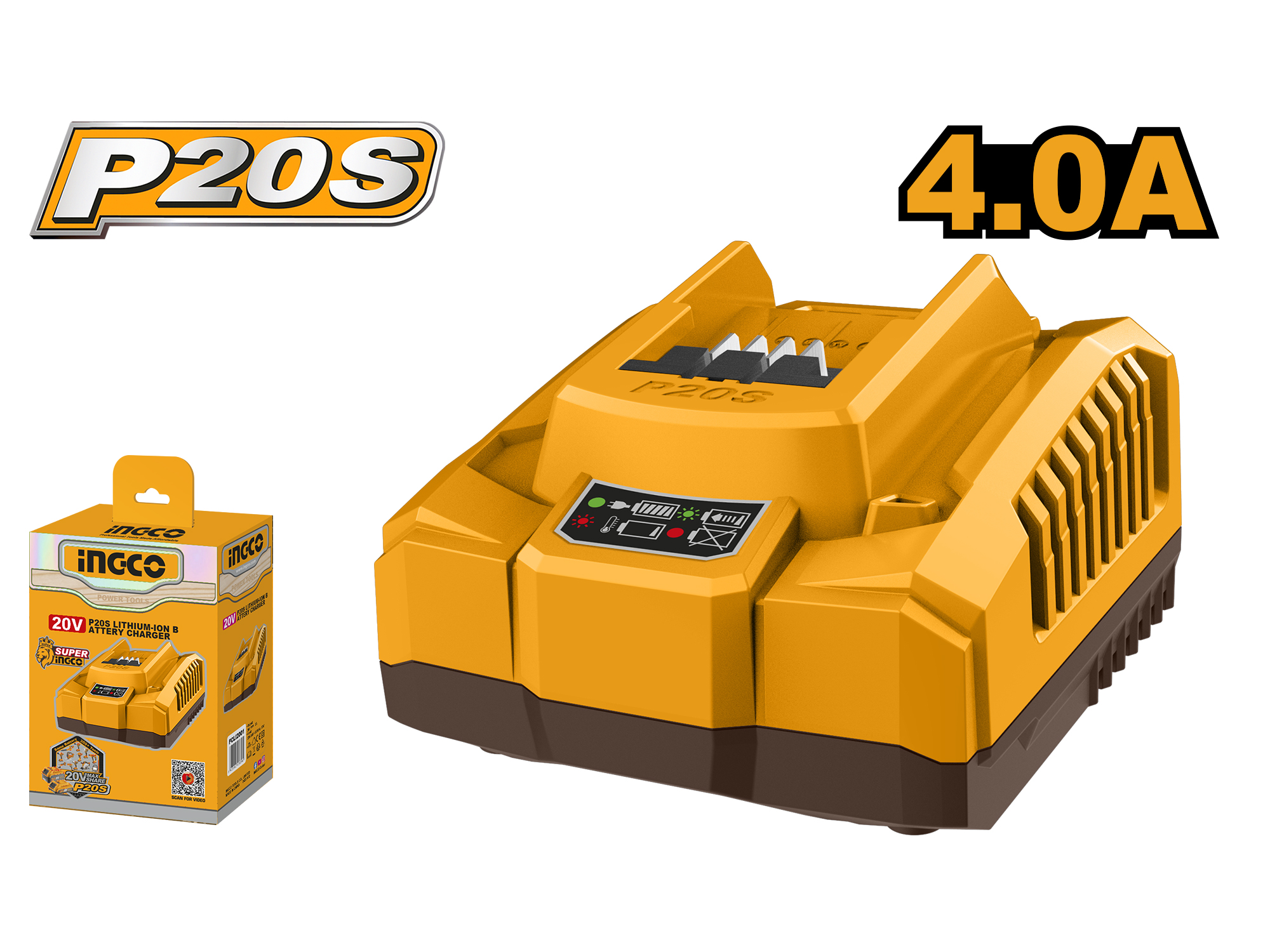 CARGADOR PARA BATERÍA DE LITIO 20V, 4.0Ah