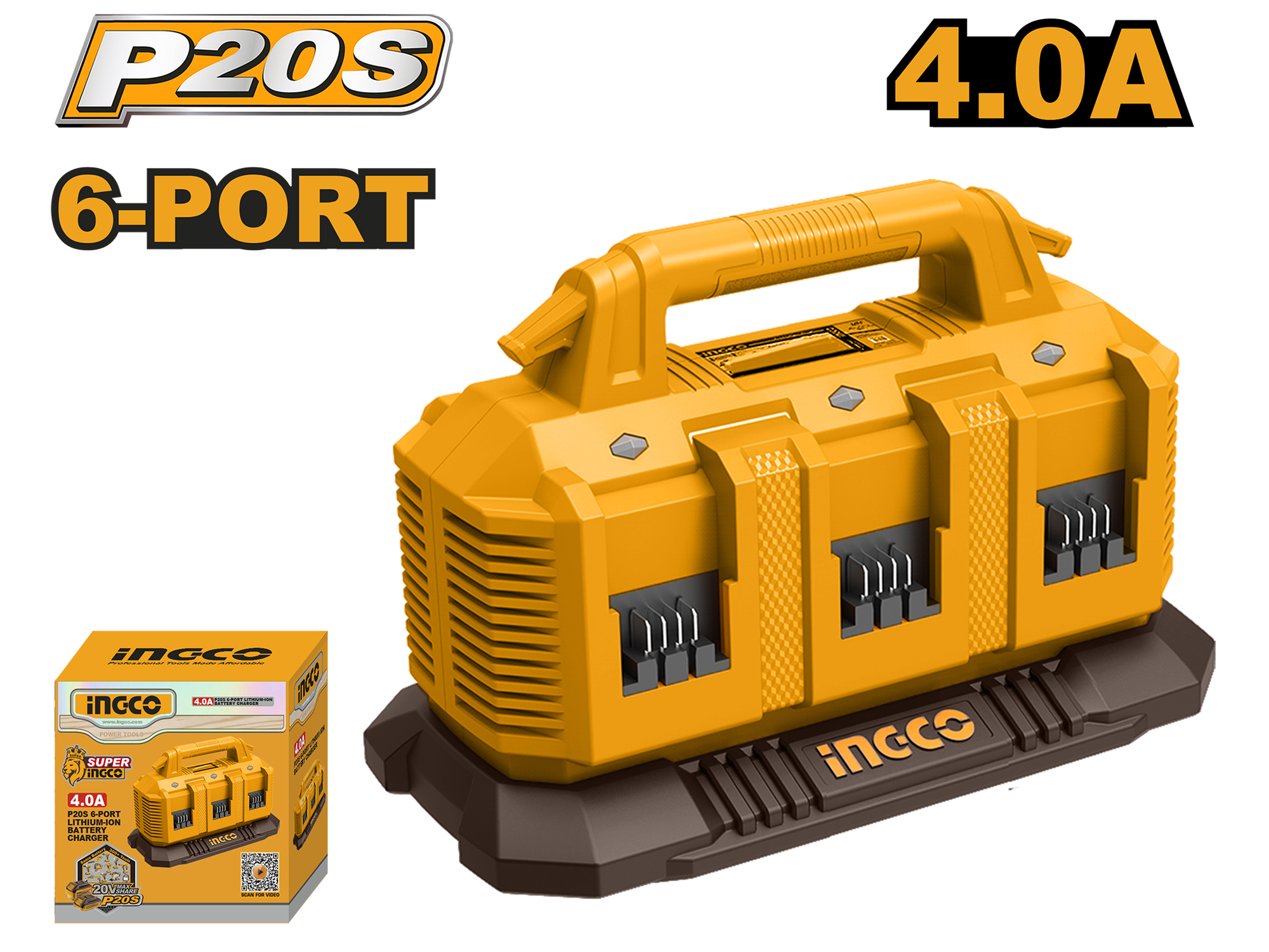 CARGADOR PARA BATERÍAS 20V, 6 PUERTOS 4.0Ah