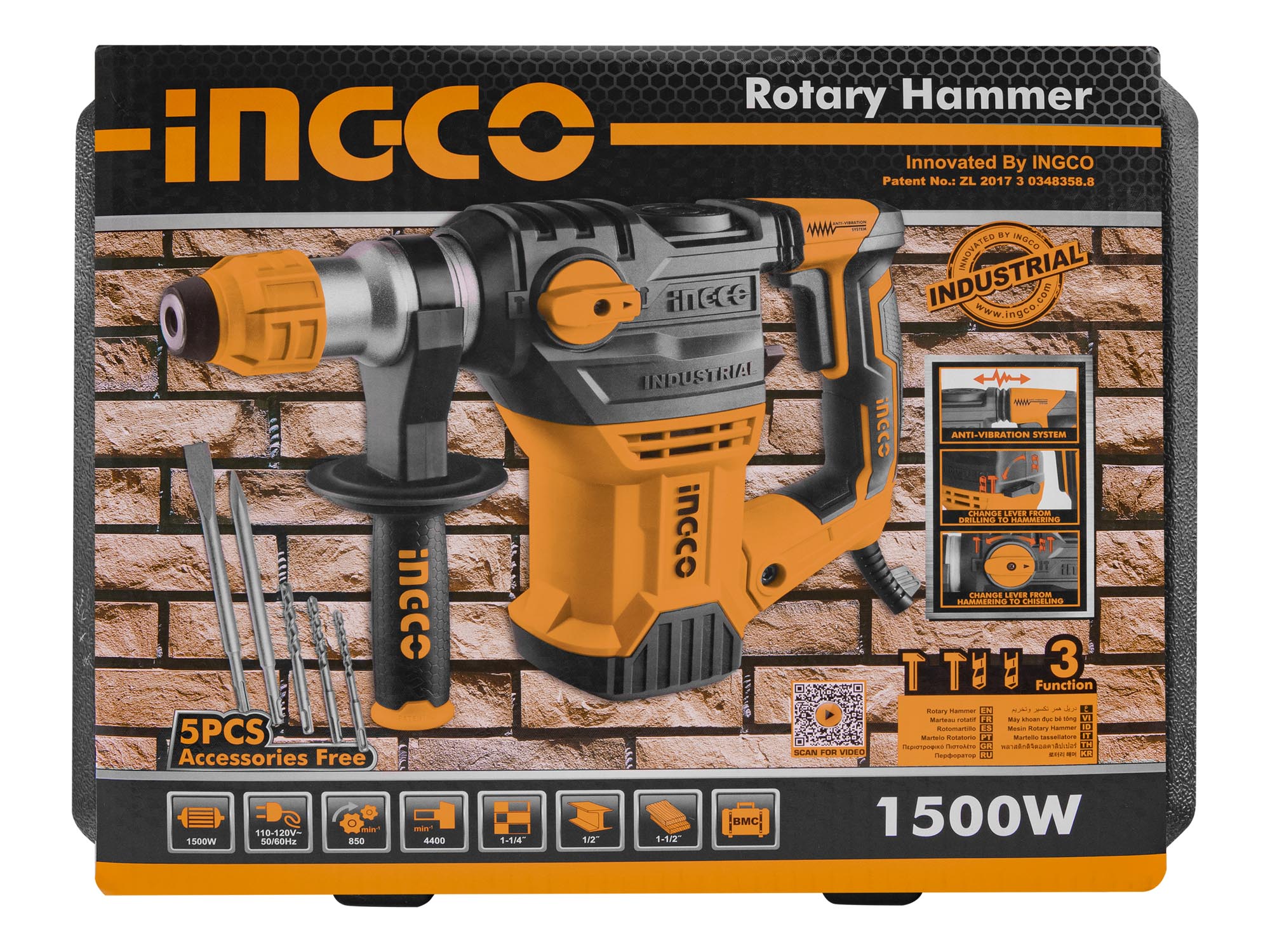 ROTOMARTILLO 1500W, SDS PLUS