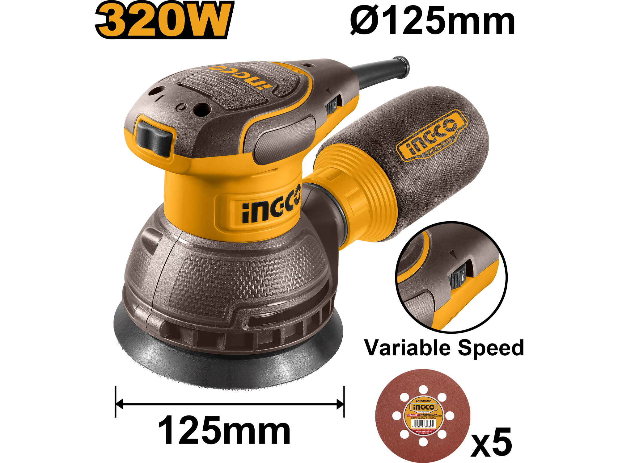 LIJADORA ROTO-ORBITAL 320W, 5“