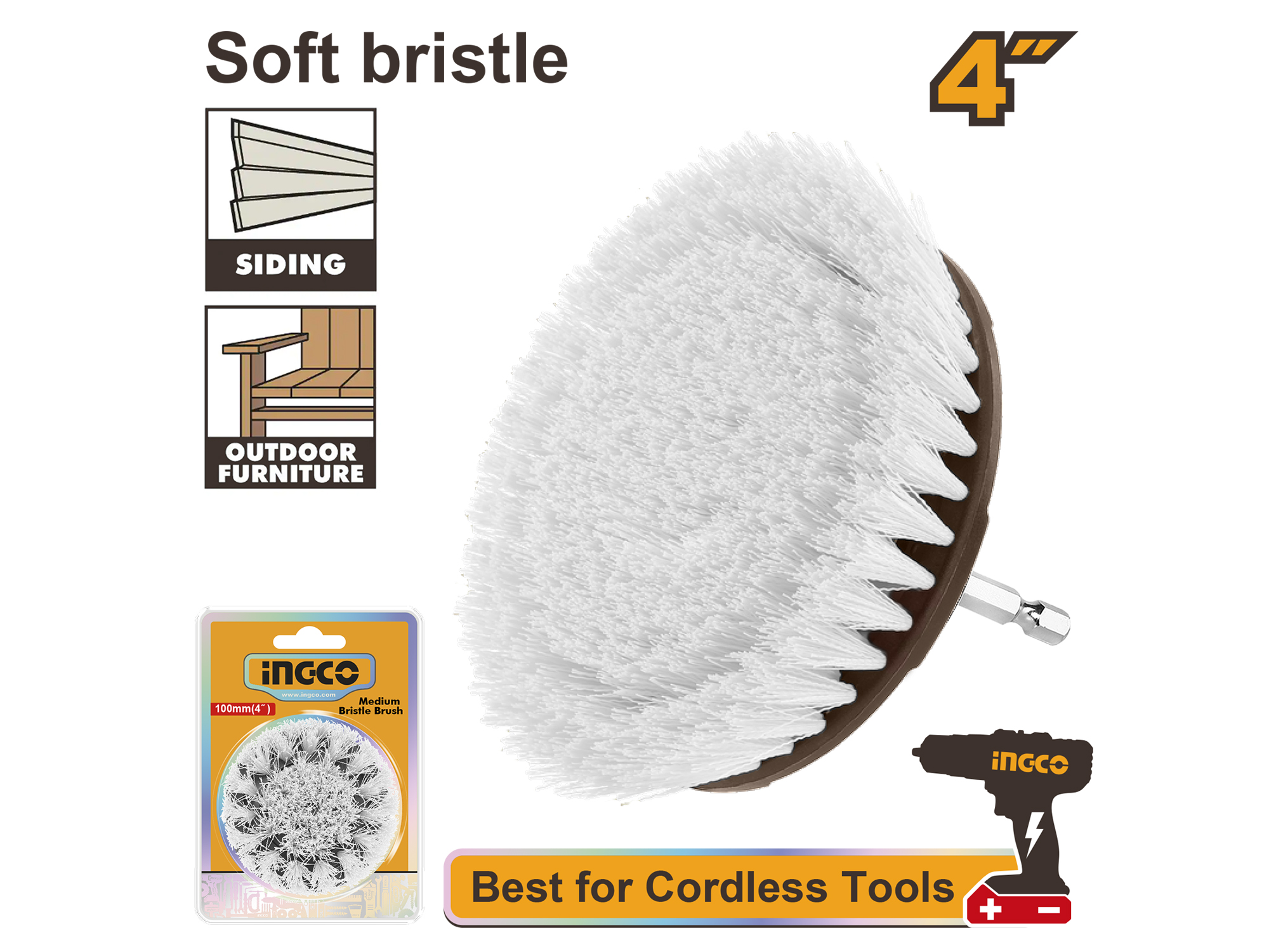 CEPILLO 4" PARA PATIO CON CERDAS SUAVES